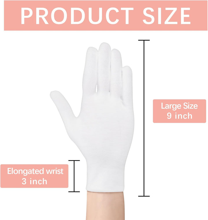 36 Pcs White Cotton Gloves for Dry Hands Sleeping, Men&Women Soft Sleep Gloves for Eczema and Moisturizing Overnight, Stretchable SPA Glove Costume for Coin Jewelry Inspection, Art Handling, Halloween