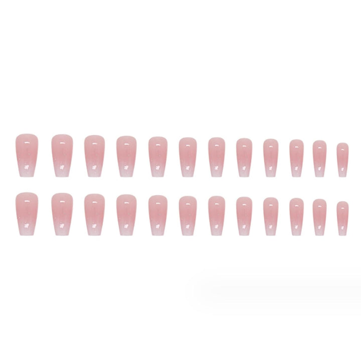 Bling Coffin Press on Nails Fake Nails Tips Full Cover Medium False Gradient Nails for Women and Girls 24PCS (Coffin Pink)