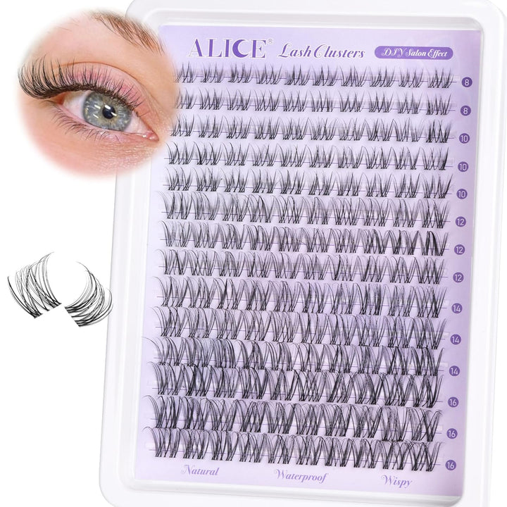 Lash Clusters Wispy Eyelash Clusters 10-18Mm 168Pcs Cluster Eyelash Extensions Natural Volume Lash Extensions DIY Individual Lashes Clusters with Soft Thin Band