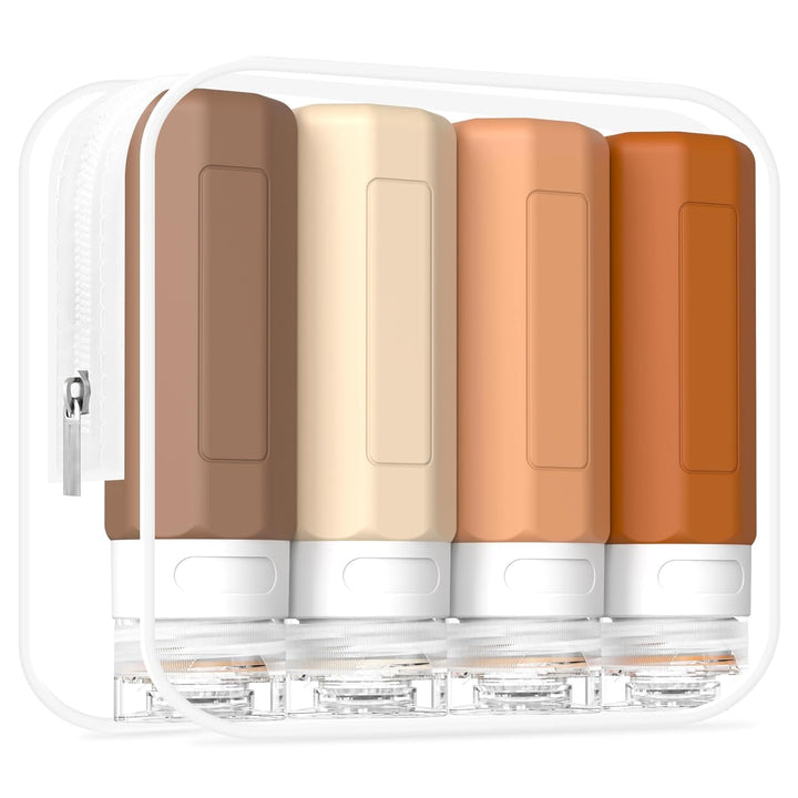 Travel Bottles for Toiletries, Tsa Approved 3Oz Travel Size Containers, Leak Proof Silicone Squeezable Containers for Toiletries, BPA Free Refillable Essentials for Shampoo Conditioner Gray