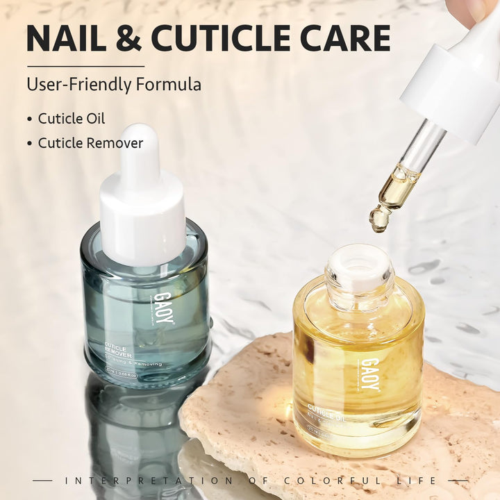 Cuticle Care Kit - Cuticle Oil and Cuticle Remover, 20Ml 2 Pcs Cuticle Nourishes and Softener, Promotes Nail Growth and Strength