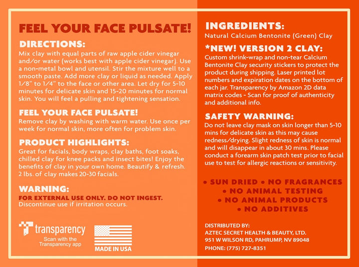 – Indian Healing Clay 1 Lb – Deep Pore Cleansing Facial & Body Mask – the Original 100% Natural Calcium Bentonite Clay – New Version 2