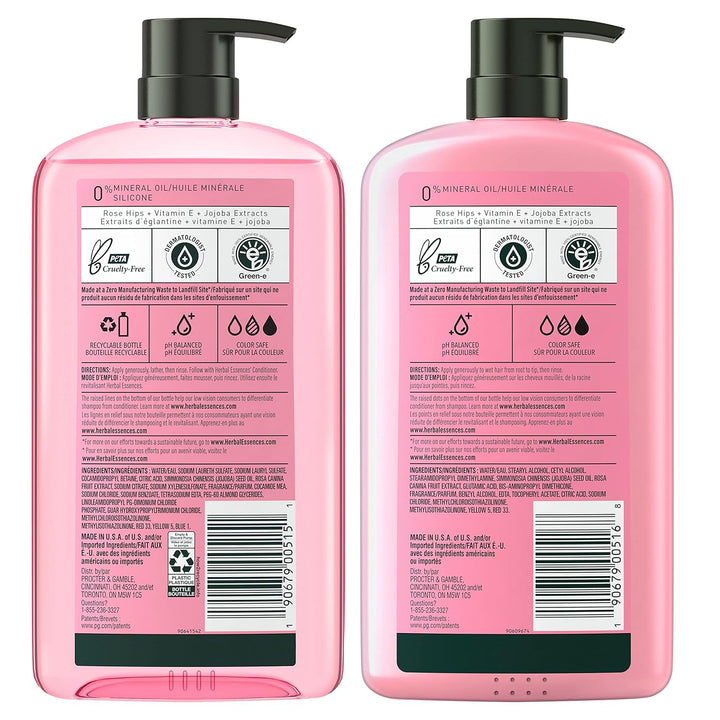 Shampoo & Conditioner Set, Smooth Collection, Paraben-Free, Color-Safe, with Rose Hips & Vitamin E, 29.2 Fl Oz Each, 2-Pack