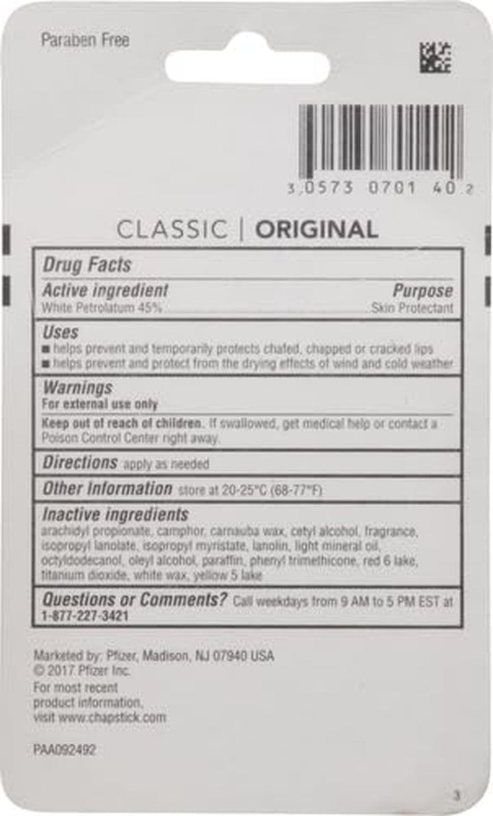 Classic Original Lip Balm Tubes, Lip Care - 0.15 Oz (Pack of 3)