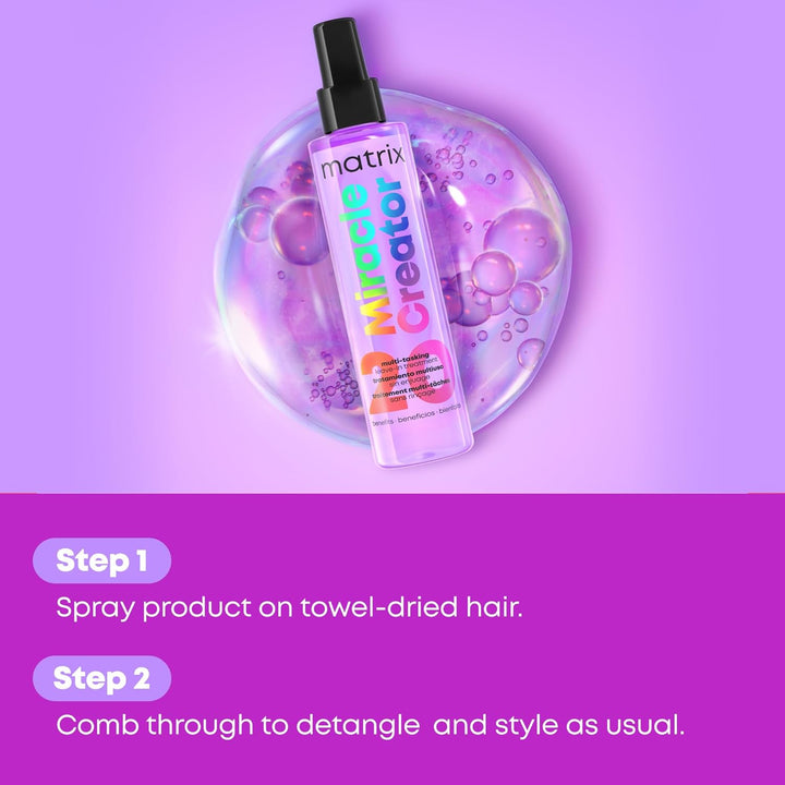 Miracle Creator Leave-In Conditioner Spray - Heat Protectant, Anti-Frizz, Moisturizing & Detangling, for Damaged Hair, Sulfate Free