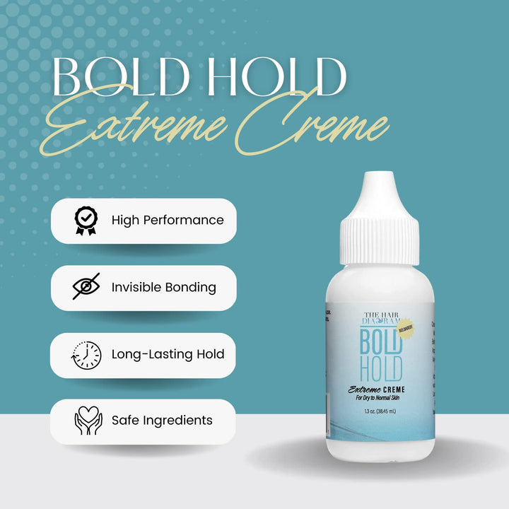 - Bold Hold Extreme Creme Reloaded - Strong Hold Glue for Lace Front Wigs and Hair Systems - Invisible Bonding - Non Toxic - No Odor or Latex - Humidity & Water Resistant- 1.3Oz