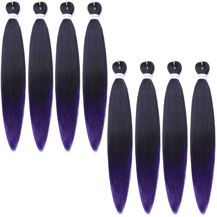 Purple Braiding Hair Pre Stretched Long Braid 30 Inch 2 Packs Professional Braiding Hair Extensions Synthetic Crochet Twist Braids (30 Inch, Purple)