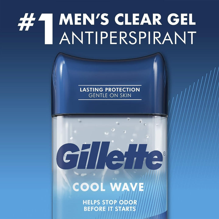 Antiperspirant and Deodorant for Men, 72Hr Sweat & Odor Protection, Long Lasting Freshness, Anti-White Mark Technology, Clear Gel, Cool Wave Scent, 3.8 Oz (Pack of 4)