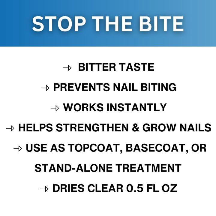 Stop the Bite Nail Biting Prevention Polish, 0.5 Fl Oz - Made in USA, Stop Nail Biting, No Bite Nail Polish, Thumb Sucking Deterrent