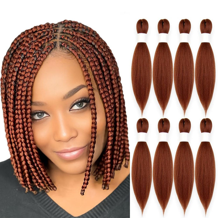 Purple Braiding Hair 20 Inch Pre Stretched Hair Long Straight Crochet Braids Yaki Texture Synthetic Fiber 4 Packs (Dark Purple)