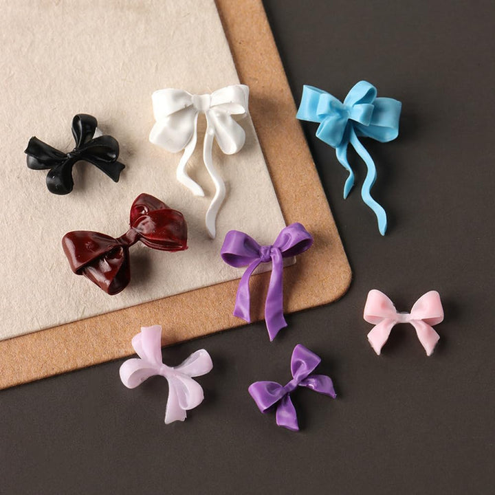 Bowknot Silicone Nail Molds, 3D Gel Nail Art Sculpture Bow Mold DIY Bow Charms for Nails Design Silicone Molds Cute Bows Nail Template Stencils Reusable Manicure Carved Mould Resin Mold