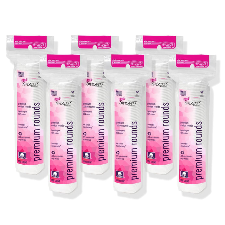 Premium Cotton Rounds - 100% Chlorine Free Cotton Face Pads for Makeup, Nail Polish Removal - Dermatologist Tested and Hypoallergenic, Made in USA - 100 Pads (Pack of 3)