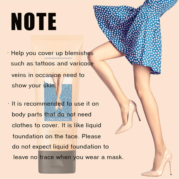 Leg Makeup Waterproof, No Transfer Body Concealer, Coverage for Vein, Scar, Tattoo (#02 Medium Glow, 1Pc)