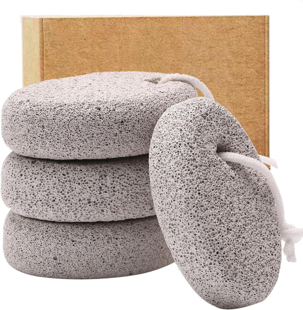 4-Pack Natural Pumice Stone for Feet,  Lava Pedicure Tools Hard Skin Callus Remover for Feet and Hands - Natural Foot File Exfoliation to Remove Dead Skin, Heels, Elbows, Hands