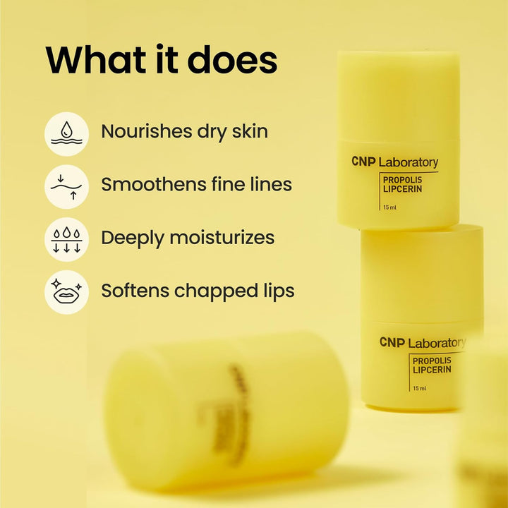 Honey Lip Butter - Propolis Lipcerin™ 01 Original, Hydrating Overnight Manuka Lip Balm & Mask, 12Hr Long-Lasting Moisture, Korean Skin Care, 0.5 Fl.Oz.