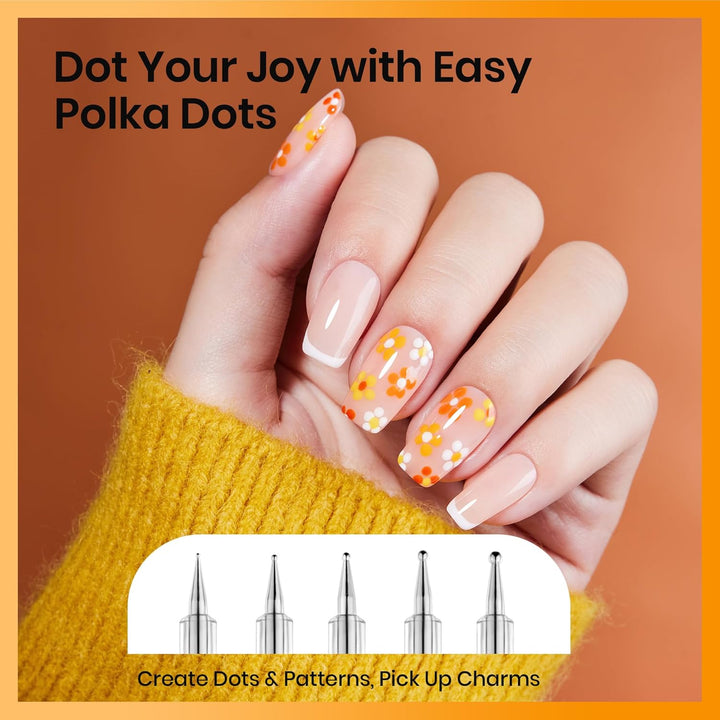 Beetles Nail Art Brushes 8Pcs – Crystal Nail Art Tools 5Pcs Double-Headed Nails Dotting Tool, 3Pcs Striping Liner Brushes for Nails with Pearls Bowknot Stickers, DIY Home Salon Manicure Design Tools