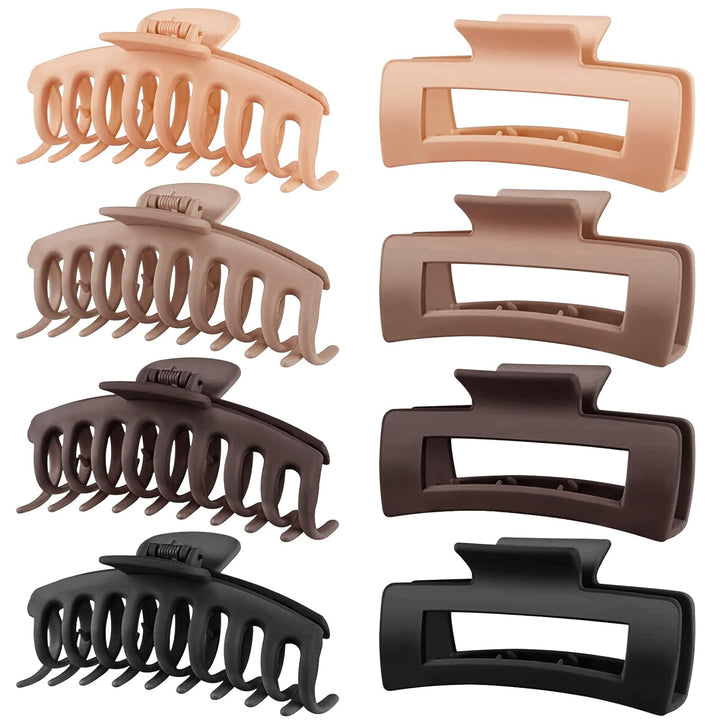 8 Pack Big Hair Claw Clips for Women Large Claw Clip for Thin Thick Curly Hair 90'S Strong Hold 4.33 Inch Nonslip Matte Jumbo Hair Clips (8 Pcs)