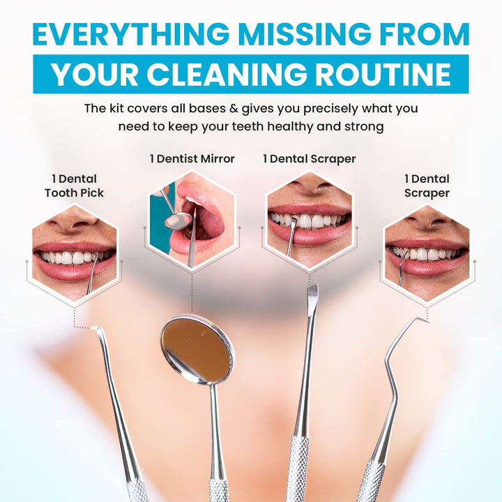 Dental Tools, Dental Pick for Teeth Cleaning Tools – Plaque Remover for Teeth with Teeth Cleaning Kit - Stainless Steel Dental Mirror for Teeth, Scraper and Scaler, (Aqua)