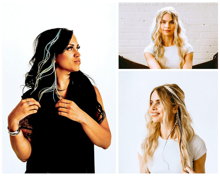 21 Natural Color Hair Extensions – 9”–14” Long – DIY Rooster Kit with 20 Micro-Link Beads – 100% Real Feathers – Eye-Catching Boho Style