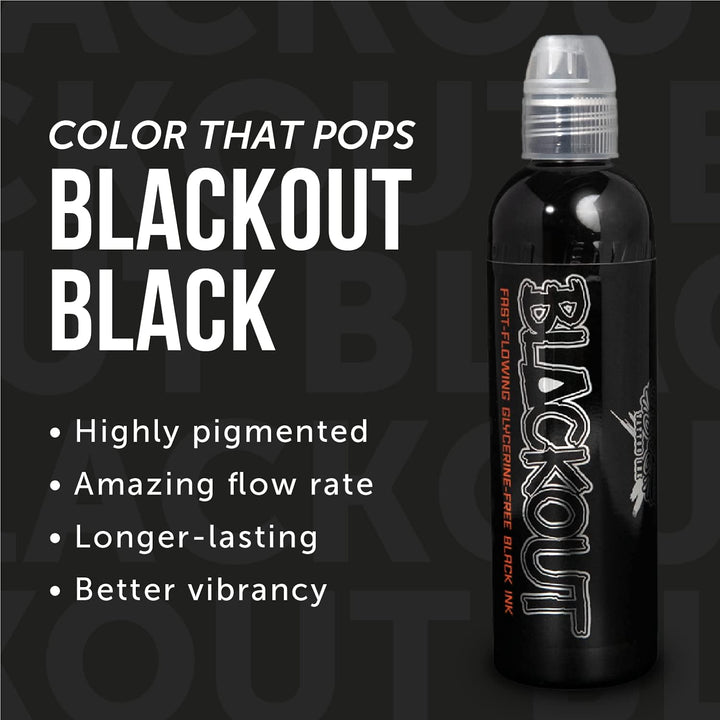 - Blackout Black, Ultra-Thin Black Tattoo Ink for Lining, Shading & Portrait Work - Vegan, Cruelty-Free, Professional-Grade Supplies & Equipment