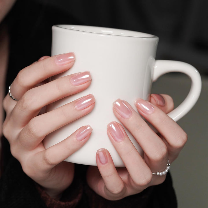 White Pearl Chrome Nail Powder, Mirror Effect Shimmer Glitter Pigment Mermaid Aurora Nail Art Decorations, Lustrous White