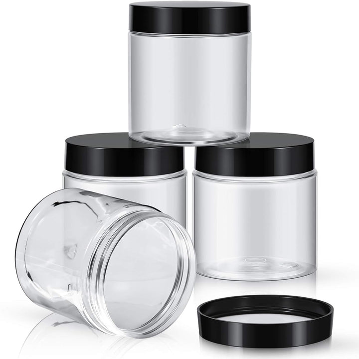 4 Pieces round Wide-Mouth Leak Proof Plastic Container Jars with Lids for Travel Storage Makeup Beauty Products Face Creams Oils Salves Ointments DIY Making(1 Ounce,White)