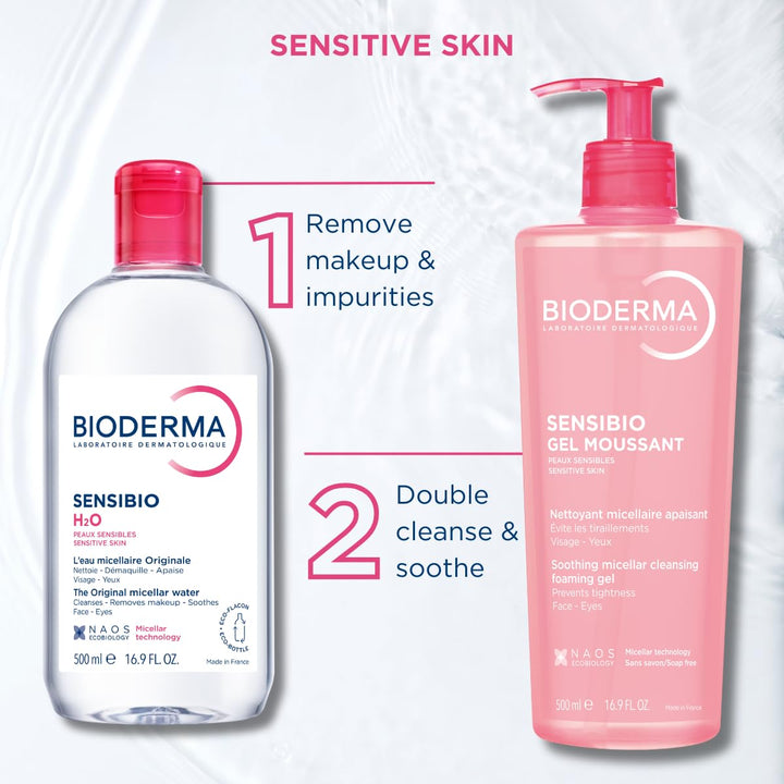 - Sensibio - H2O Micellar Water - Makeup Remover Cleanser - Face Cleanser for Sensitive Skin