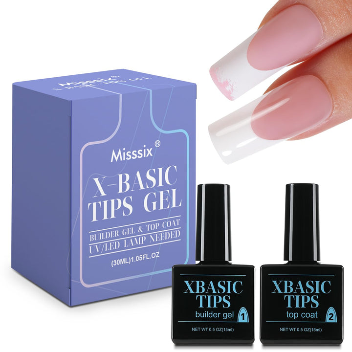 XBASICTIPS French Protecting Builder Gel and Top Coat, Prevent French Nail Tips Area Chipping, Protect French Press on Nails, 15Ml