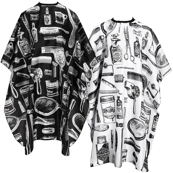 Professional Hair Cutting Cape, 2 Pcs Hairdressing Barber Salon with Closure Snap for Styling Coloring Hair Cutting Cape Accessories（Print Design）
