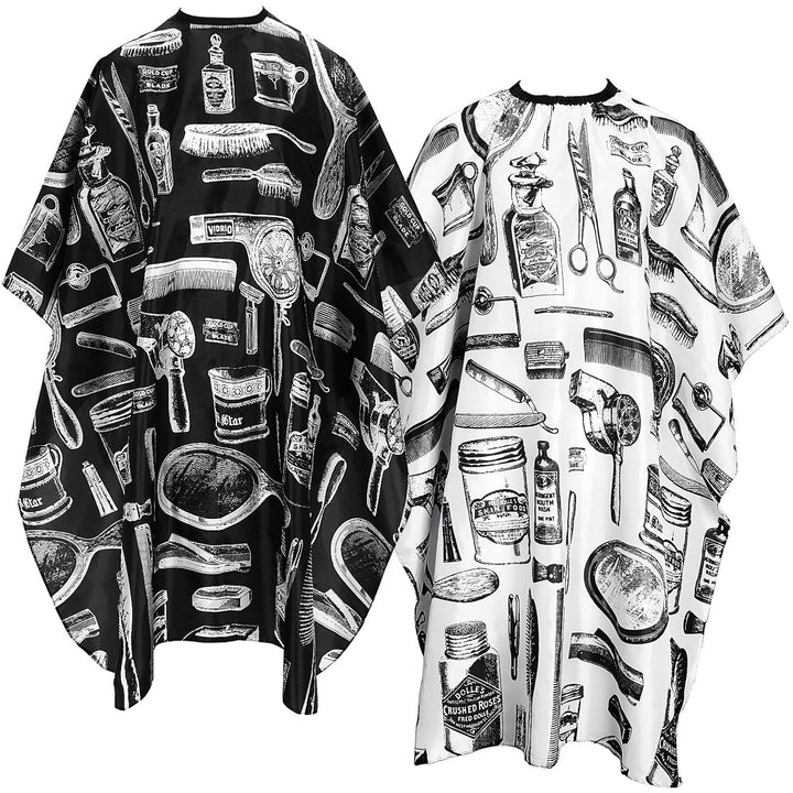Professional Hair Cutting Cape, 2 Pcs Hairdressing Barber Salon with Closure Snap for Styling Coloring Hair Cutting Cape Accessories（Print Design）