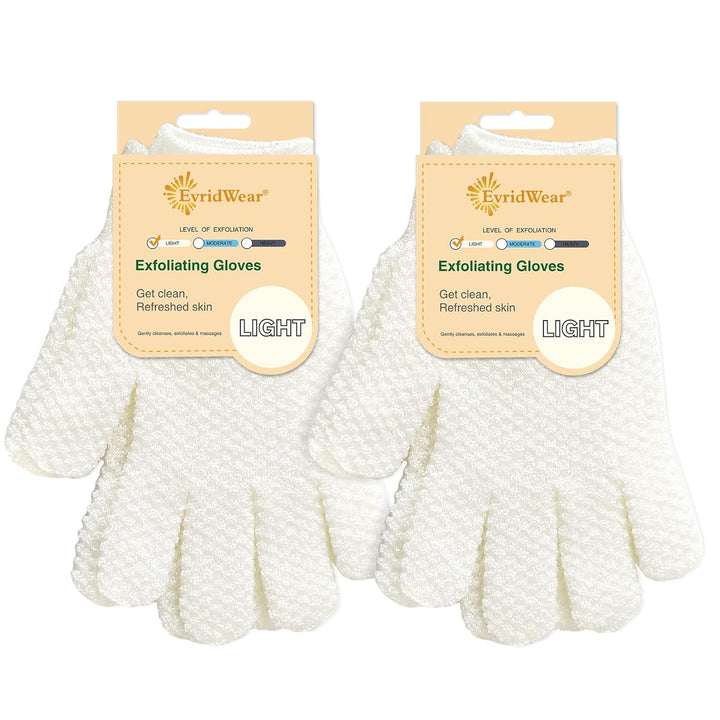 Exfoliating Dual Texture Bath Gloves for Shower, Spa, Massage and Body Scrubs, Dead Skin Cell Remover, Gloves with Hanging Loop (1 Pair Heavy Glove)