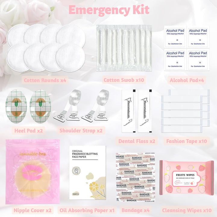 Women'S Wedding Emergency Kit for Bride Wedding Survival Set with Makeup Bag, 42 Pc Wedding Daily Travel Essential Items