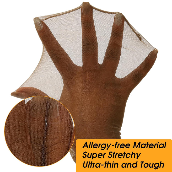 Dark Brown Skinlike HD Wig Cap for Women, 4 Pieces Invisible Ultra-Thin Stretchy Stocking Caps for Lace Front Wigs