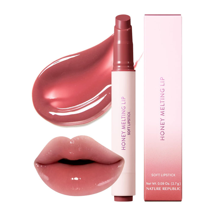 HONEY MELTING LIP GLITTER & PLUMPING (16 MIDNIGHT SPARKLE) SOFT LIP STICK Moisturizing Gloss, Volumizing Formula, Color Changing Sheer Tint, Shine Glimmer Finish, Korean Make Up