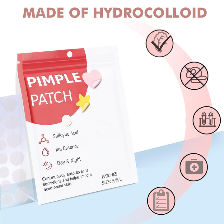 Pimple Patches for Face 316Pcs,Hydrocolloid Acne Patches Star,Zit Patches,Pimple Popper Tool Kit,Facial Skin Care Products Containing Salicylic Acid,Tea Tree Oil and Calendula Oil