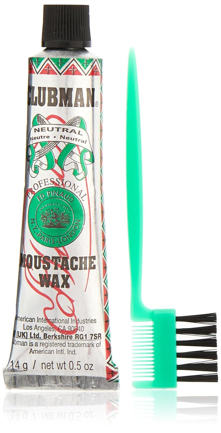 Moustache Wax – Mustache Wax for Men Strong Hold, Neutral Color, Includes Styling Brush, Hang Pack, 0.5 Oz