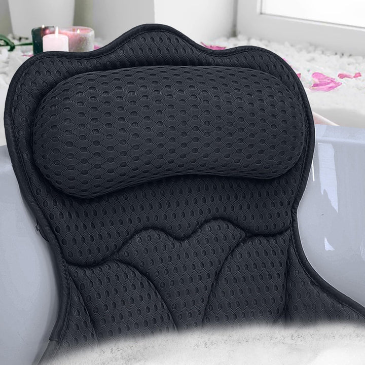 Bath Pillows for Tub,Bath Pillow with 6 Non-Slip Suction Cups,Soft 4D Mesh Fabric,Bathtub Pillows for Tub Neck and Back Support,Extra Thick Luxury Bathtub Pillows,Grey