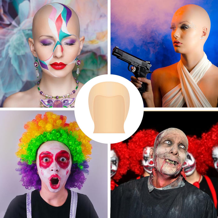 Bald Cap Halloween, 2Pcs Nylon Wig Caps 2Pcs Latex Makeup Bald Cap for Adults Women Men Costume Accessory for Theme Halloween Party Cosplay