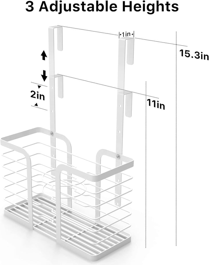 Hair Dryer Holder Adjustable Height - Hair Tool Organizer White Bathroom Organizer Hot Styling Tools Storage for Hair Dryer, Flat Iron, Curling Iron, Straightener
