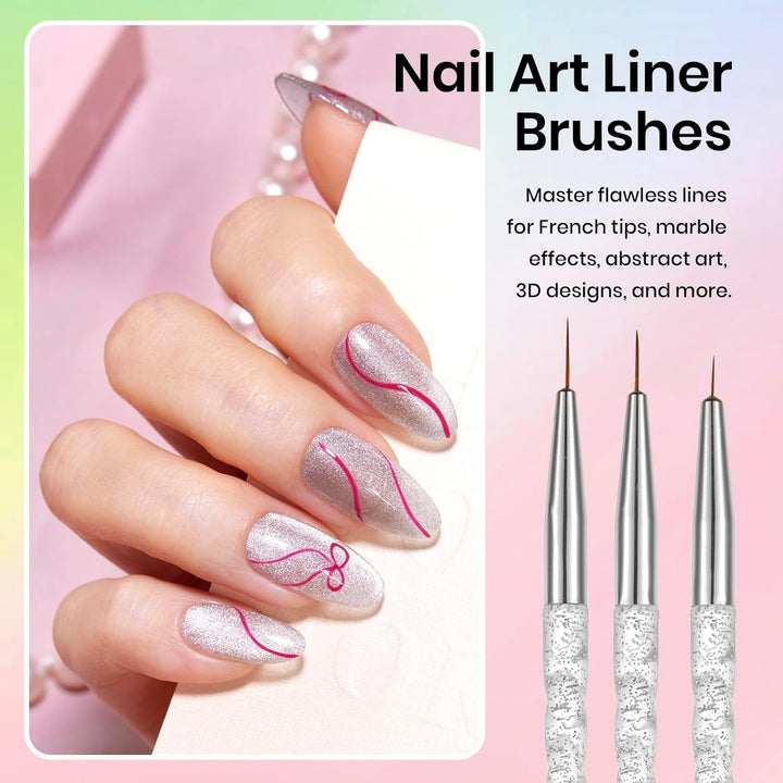 Beetles 31Pcs Nail Art Brushes, Dotting Tools, Nail Art Pens, Dust Brush, Striping Liner Fingernail Drawing Pens with Palette Holder All in One for Starter Manicure Design Set