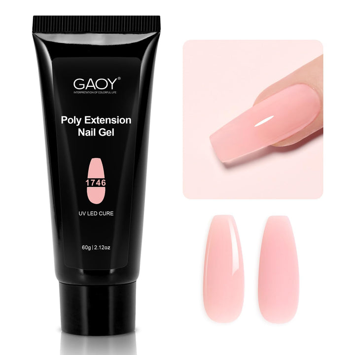 Poly Gel, 60G Nail Extension Gel, Pink Nude Builder Enhancement for Beginner & Professional Nail Art Salon DIY at Home