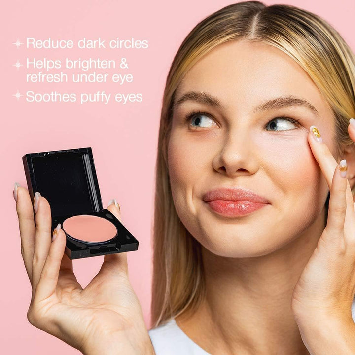 under Eye Brightener, Conceal, Brightens, Reduces Appearance of Dark Circles, with Caffeine Peptides & Vitamin E, Tired Skin Color Correcting Brightener & Primer, Light to Medium (Soft Pink)