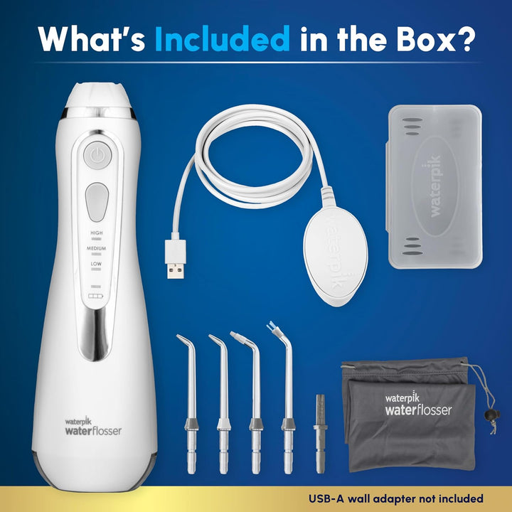 Cordless Advanced 2.0 Water Flosser for Teeth, Gums, Braces, Dental Care with Travel Bag and 4 Tips, ADA Accepted, Rechargeable, Portable, and Waterproof, White WP-580, Packaging May Vary