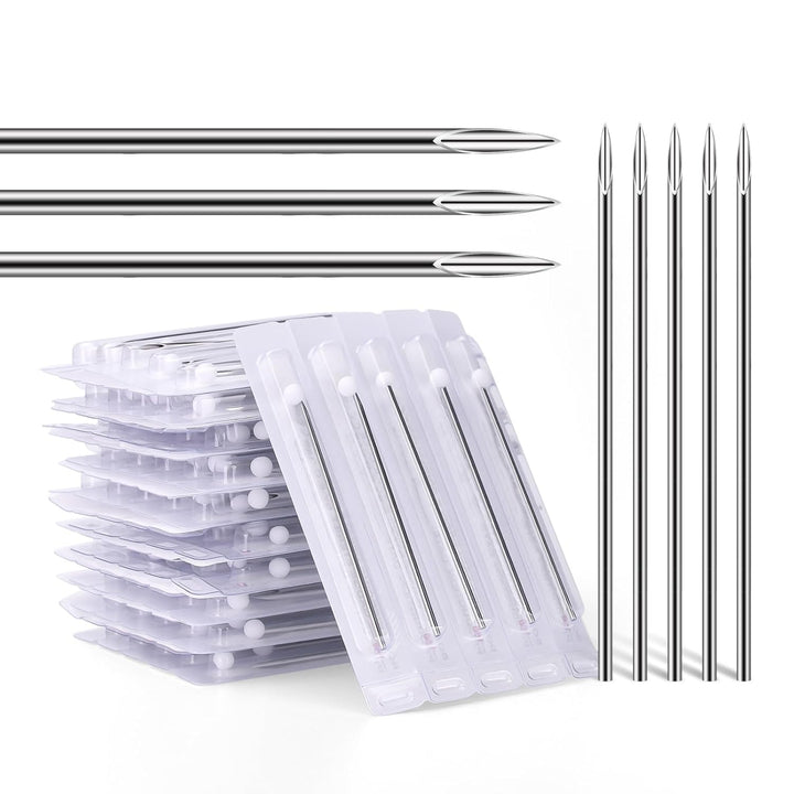 Body Piercing Needles, 10Pcs 16G Stainless Steel Sterile Disposable Ear Nose Navel Nipple Lip Piercing Needles