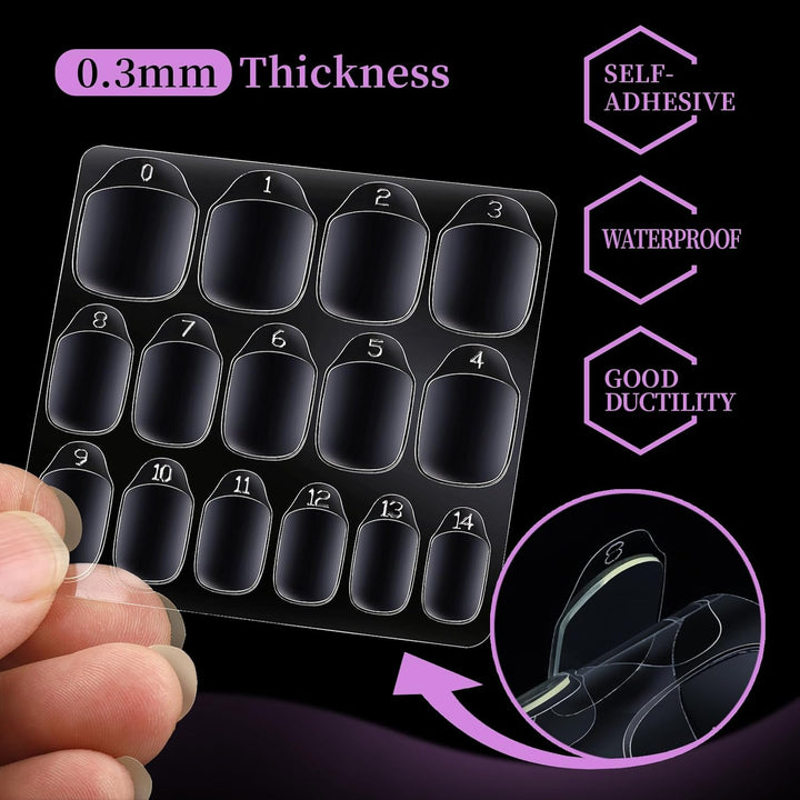 600Pcs Press on Nail Adhesive Tabs, 15 Sizes of Nail Stickers for Press On, Press on Nails Stickers Press on Nail Sticky Tabs for Nails, Nail Glue Stickers Nail Glue Tabs, 40 Sheets