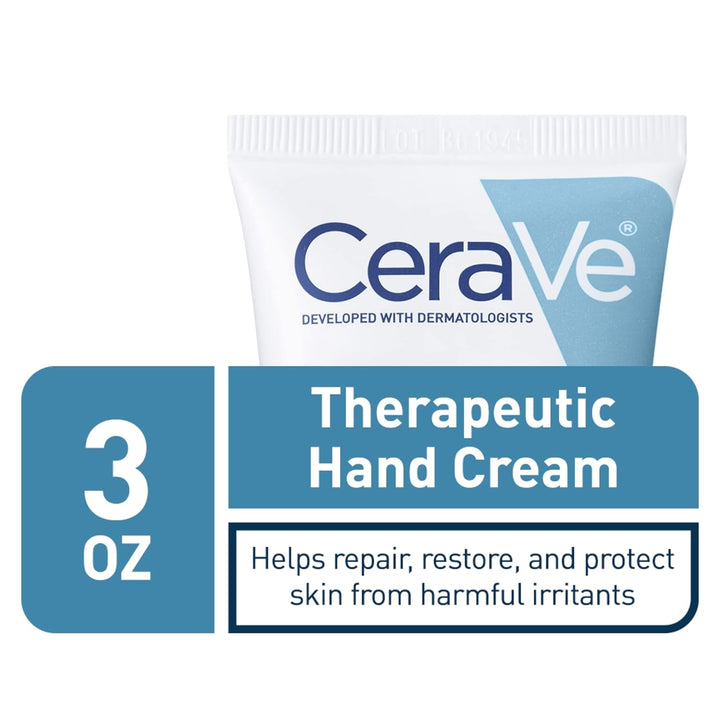 Therapeutic Hand Cream for Dry Cracked Hands with Hyaluronic Acid and Niacinamide, Fragrance Free 3 Ounce