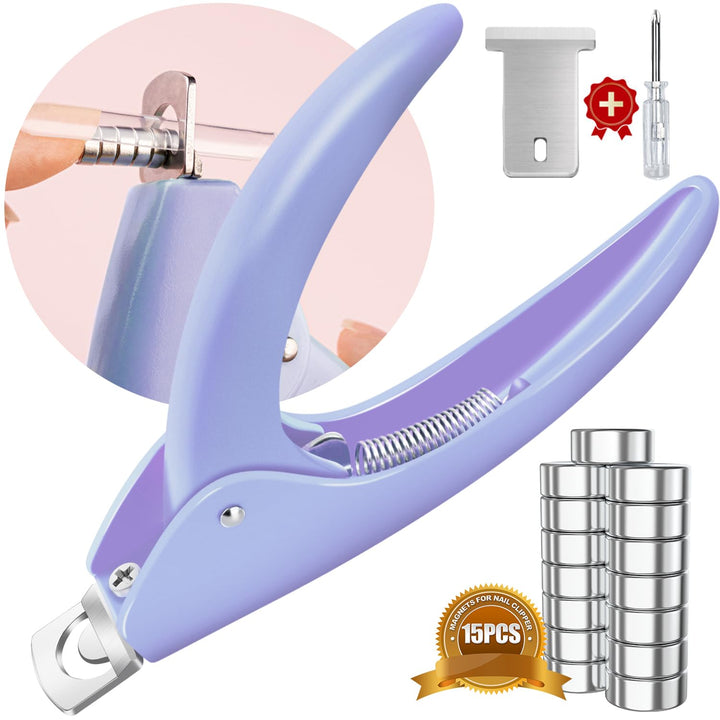 Violet Red Premium Adjustable Nail Clippers with Magnets Sizers for Acrylic Nails, Stainless Steel Nail Cutter Trimmer for Artificial Fake False Tips Manicure Sharp Blade Clip Tool for Salon Beauty