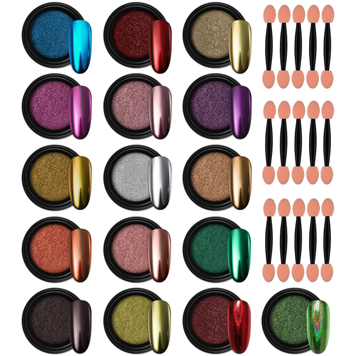 2 Jars Chrome Nail Powder White and Red Pearl, Iridescent Aurora Powder Metallic Mirror Effect Pigment Pearlescent Mermaid Pearl Dust Kit, Decoration Acrylic Resin Craft