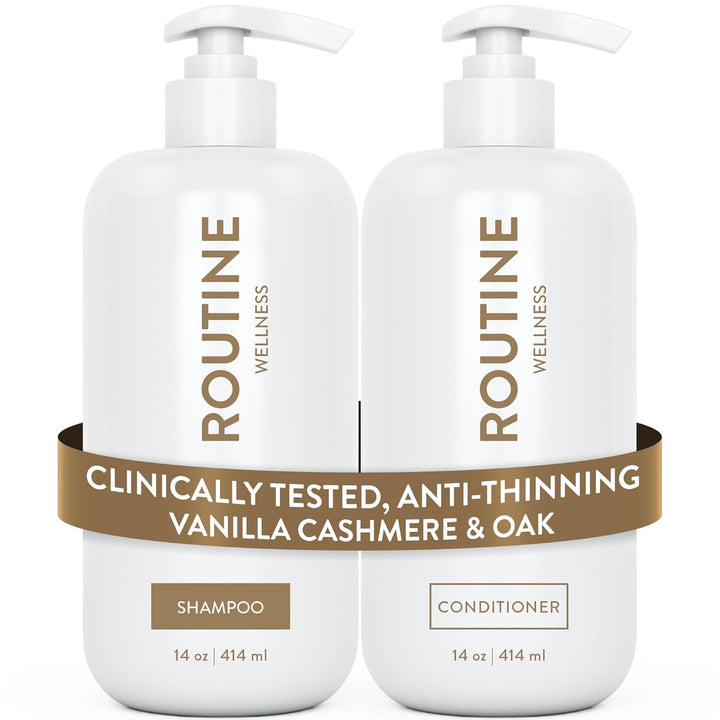 Anti-Thinning Shampoo and Conditioner Set for Thinning Hair - Biotin DHT Blocker Women & Men - Color Safe Shampoo for Hair Loss & Healthier Hair - Coconut & Vanilla (Pack of 2)