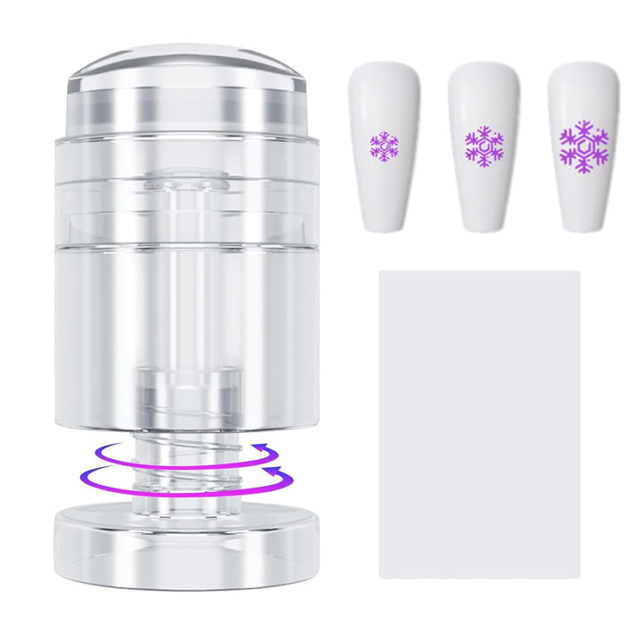 Nail Art Stamper, Clear Silicone Stamping Jelly with Scraper, Transparent Visible Body, No Misplacement for DIY Nail Decor, Home Manicure Starter Tool Salon, French Tip Stamp, 200-Time Using (Clear)